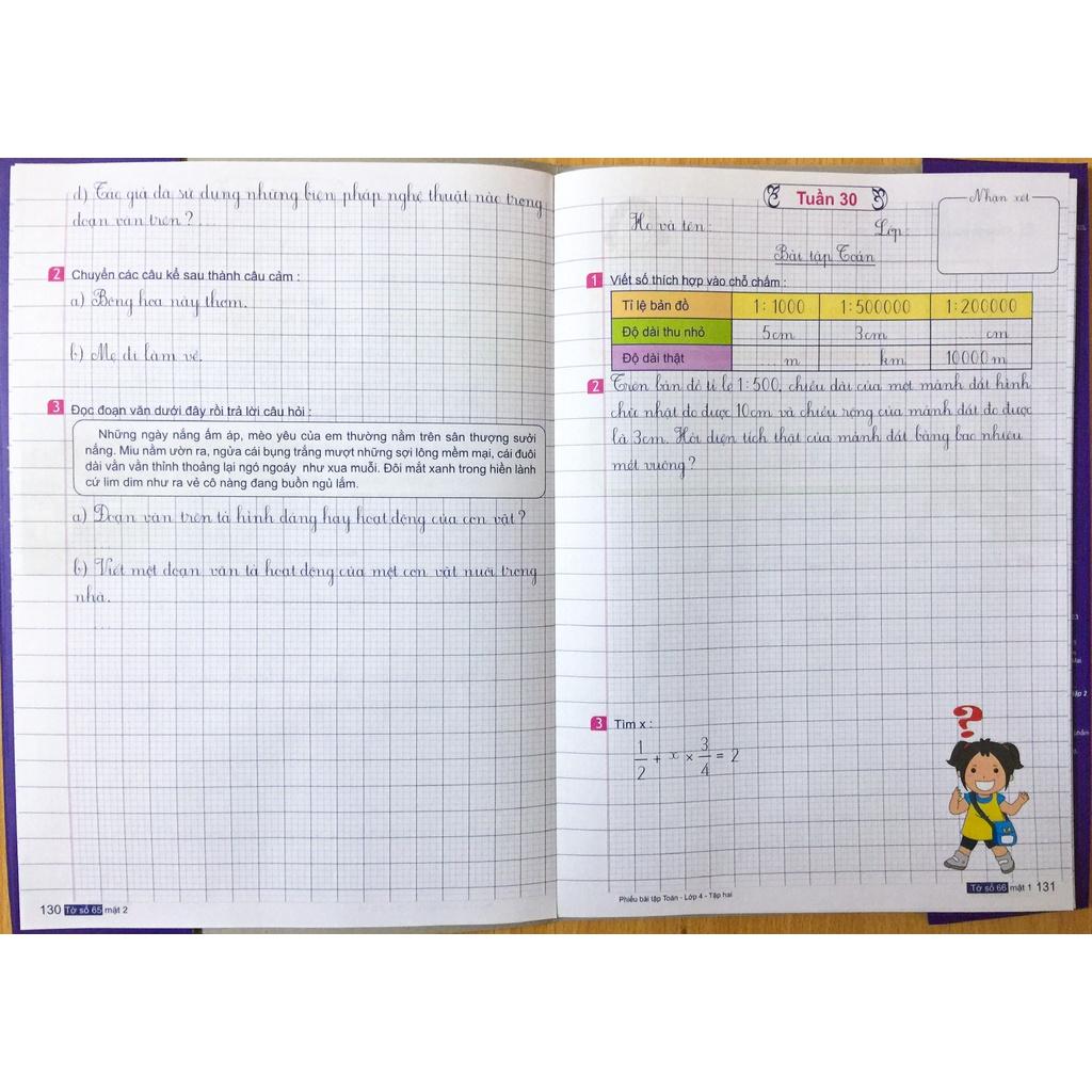 Phiếu bài tập cuối tuần Toán và Tiếng Việt Lớp 5 -
