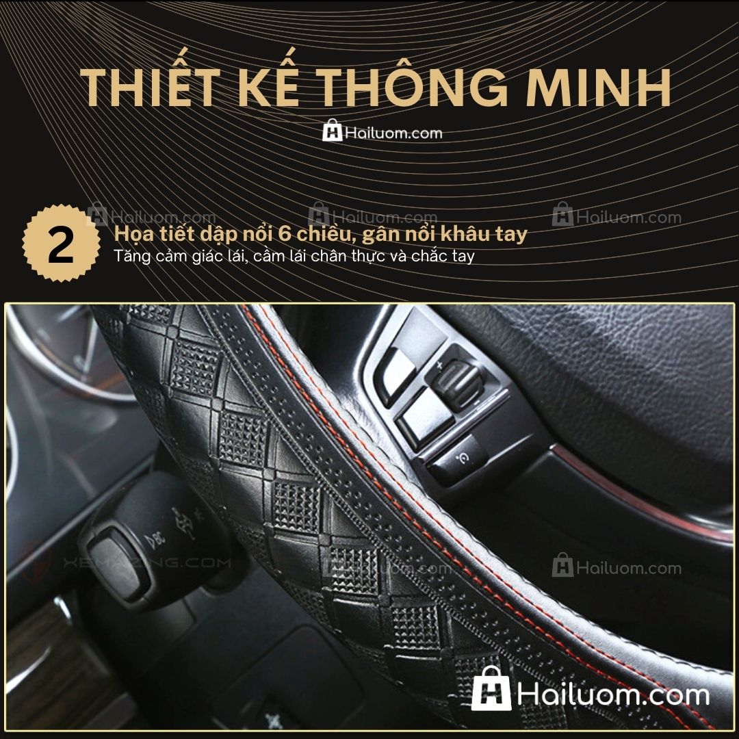 Bọc Vô Lăng ô tô cho KIA RIO Da Thật Cao Cấp 4 Mùa