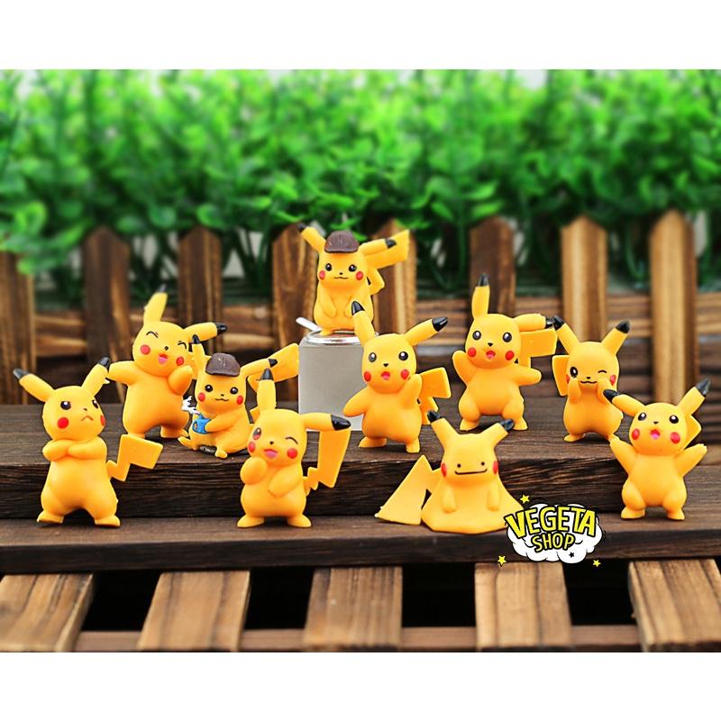 Mô hình Pikachu - Trọn bộ 10 mô hình Pikachu nguyên bản thám tử cực dễ thương - Cao khoảng 3.5 ~ 5cm