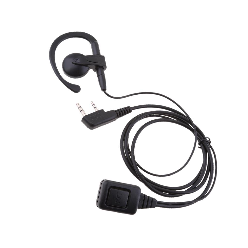 2 Pin G-Shape Headset PTT Mic Earphone for Baofeng Kenwood Talkout Walkie Talkie 2 Way Radio Black