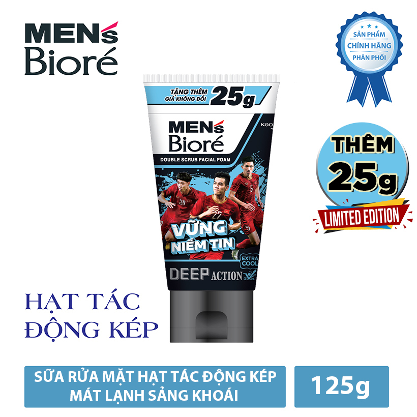 Sữa Rửa Mặt Men Biore Hạt Tác Động Kép Mát Lạnh Sảng Khoái 100g