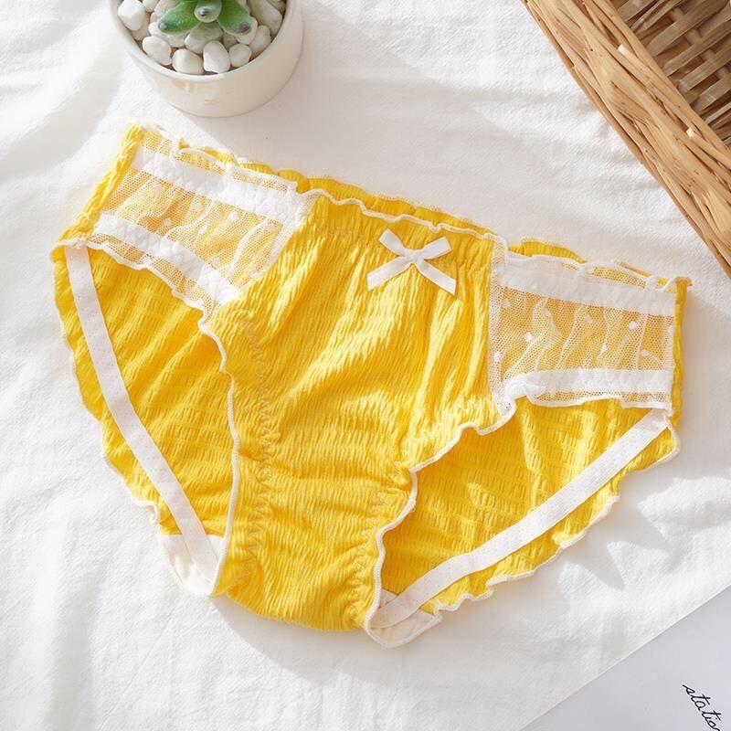 QUẦN LÓT COTTON SỢI BÔNG BÈO NHÚN PHA REN ĐÍNH NƠ