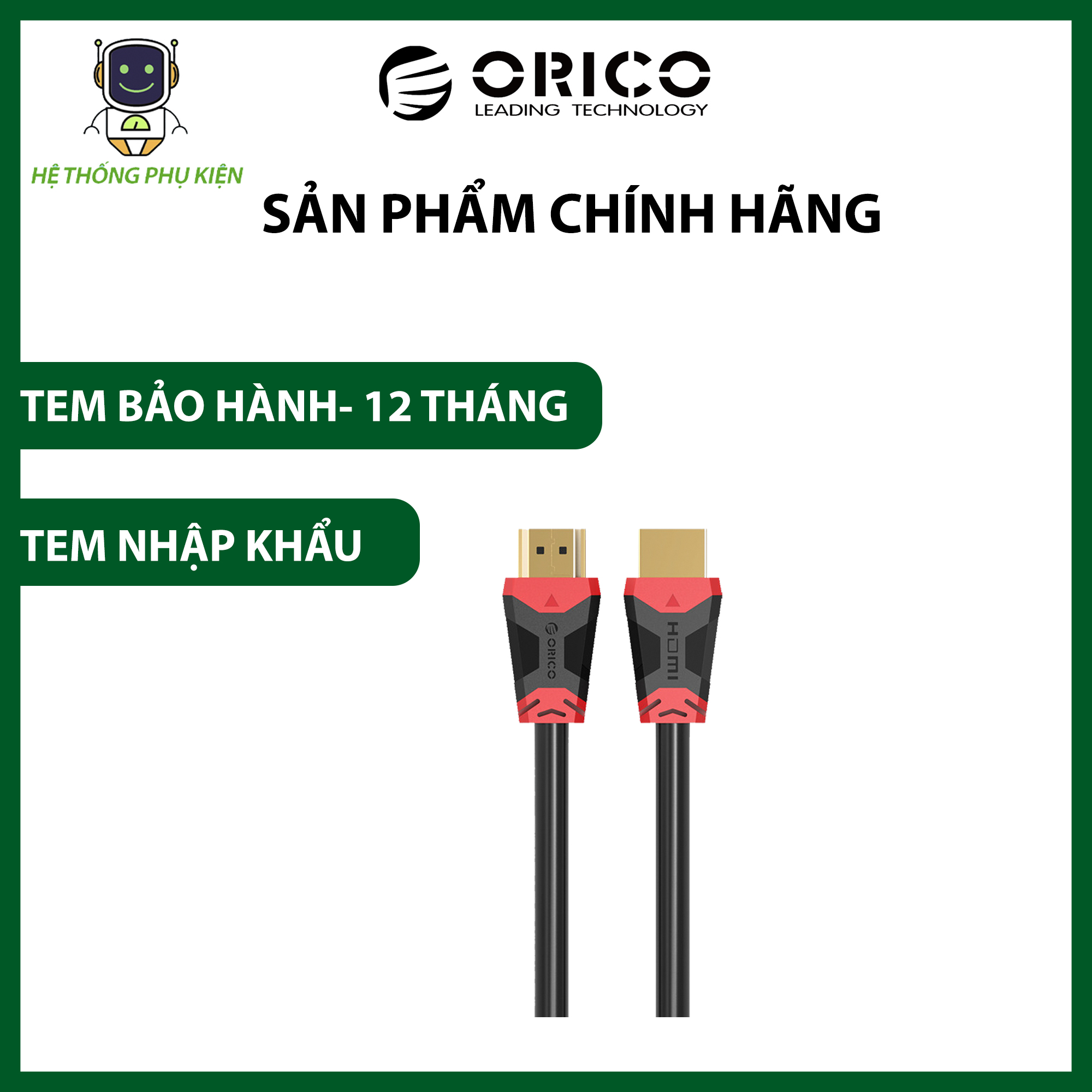 Cáp HDMI Version 2.0 ORICO HD303-BK- Hàng Chính Hãng