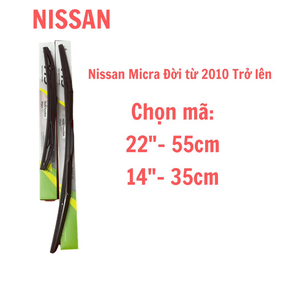 Bộ cần gạt mưa ô tô, gạt mưa thanh 3 khúc dành cho xe Nissan Juke, Micra, Murano, Navara, Qashai và các dòng xe khác của Nissan