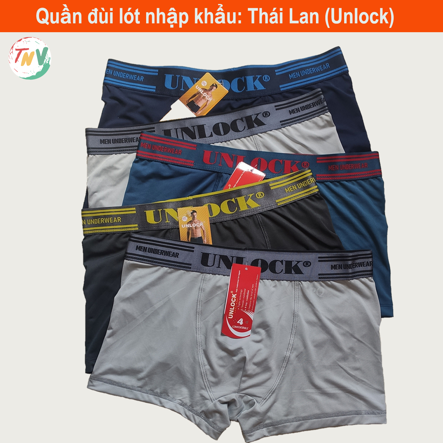 Combo 5 quần lót Nam Boxer Thái Lan