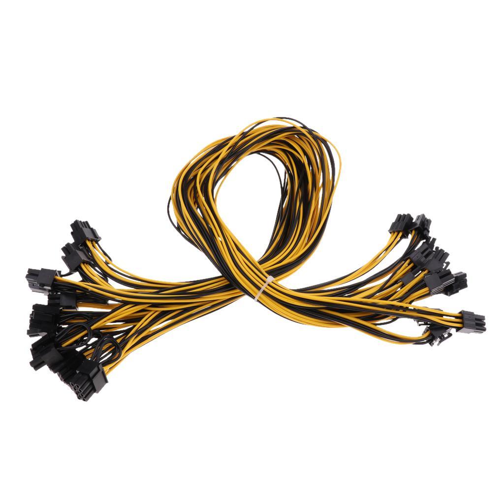 12Pack 6Pin PCI to 6+2Pin Male to Male PCI-E Cable for  Power Supply