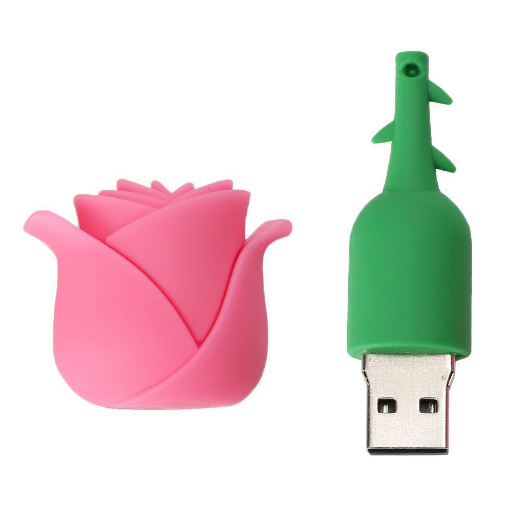 Rose Shape USB U Disk Drive Flash Memory Stick For PC Computer Pink