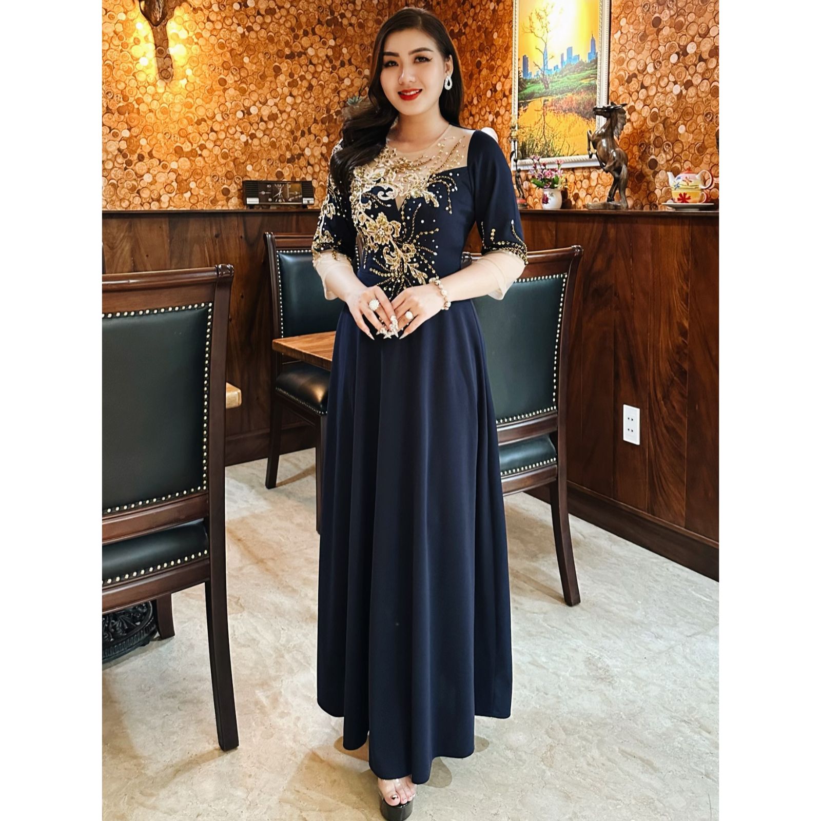 Đầm Dạ Hội Thiết Kế Dáng Xòe Kết Hoa Sang Trọng Cao Cấp Kelly Dress