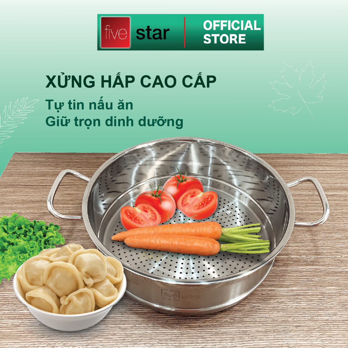 Bộ nồi chảo cao cấp Fivestar Plus 6 món nắp inox | tặng 1 vá canh