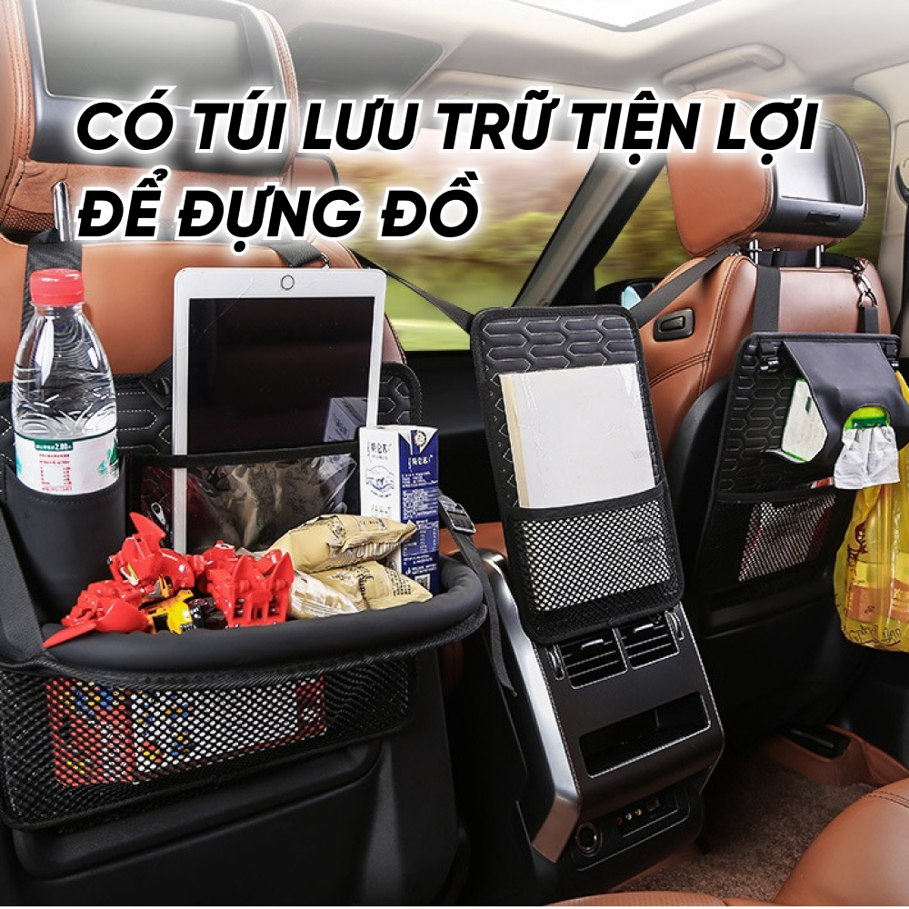 Giường Đệm Gấp Gọn Xe Ô Tô 4 Đến 7 Chỗ Hàng VN Sản Xuất | Nệm Có Thể Tách Làm 2 Mảnh, Tích Hợp Túi Treo, Bàn Ăn