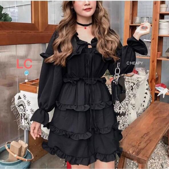 Váy Vintage Babydoll Phối Nơ - DA04