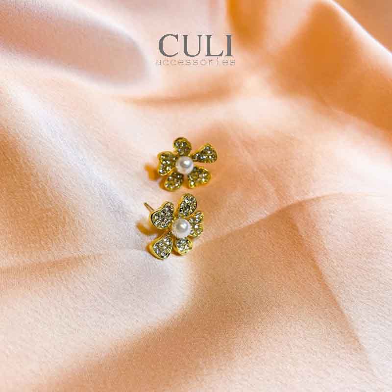 Khuyên tai, Bông tai thời trang hình hoa đính đá HT660 - Culi accessories