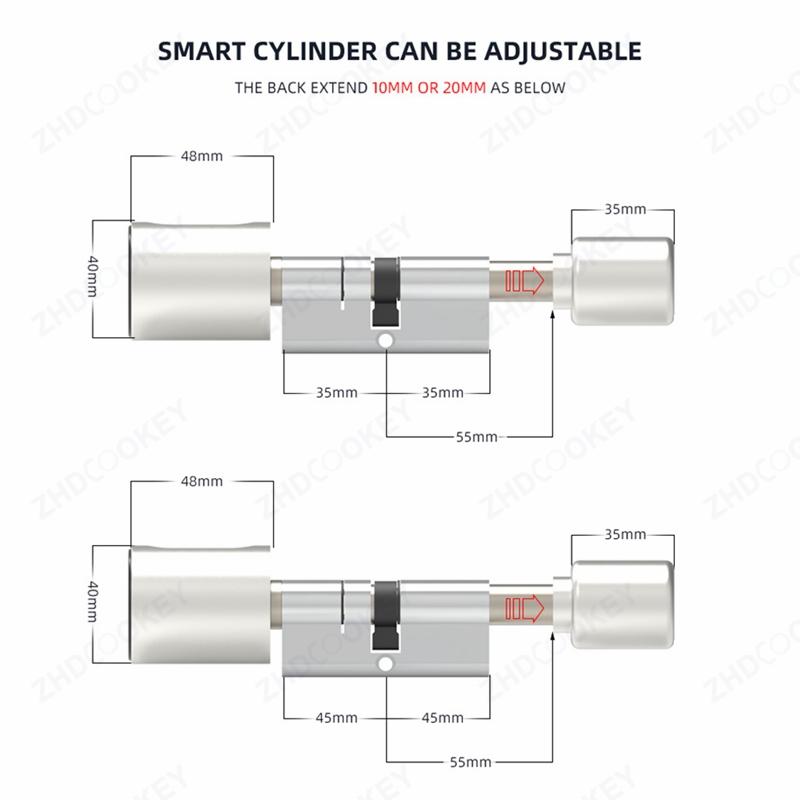 Trụ Khóa Thông Minh Tuya Bluetooth Châu Âu Sinh Trắc Học Vân Tay Thẻ RFID Chìa Khóa Ứng Dụng DIY Có Thể Điều Chỉnh Kích Thước Lõi Khóa Cửa Điện Tử