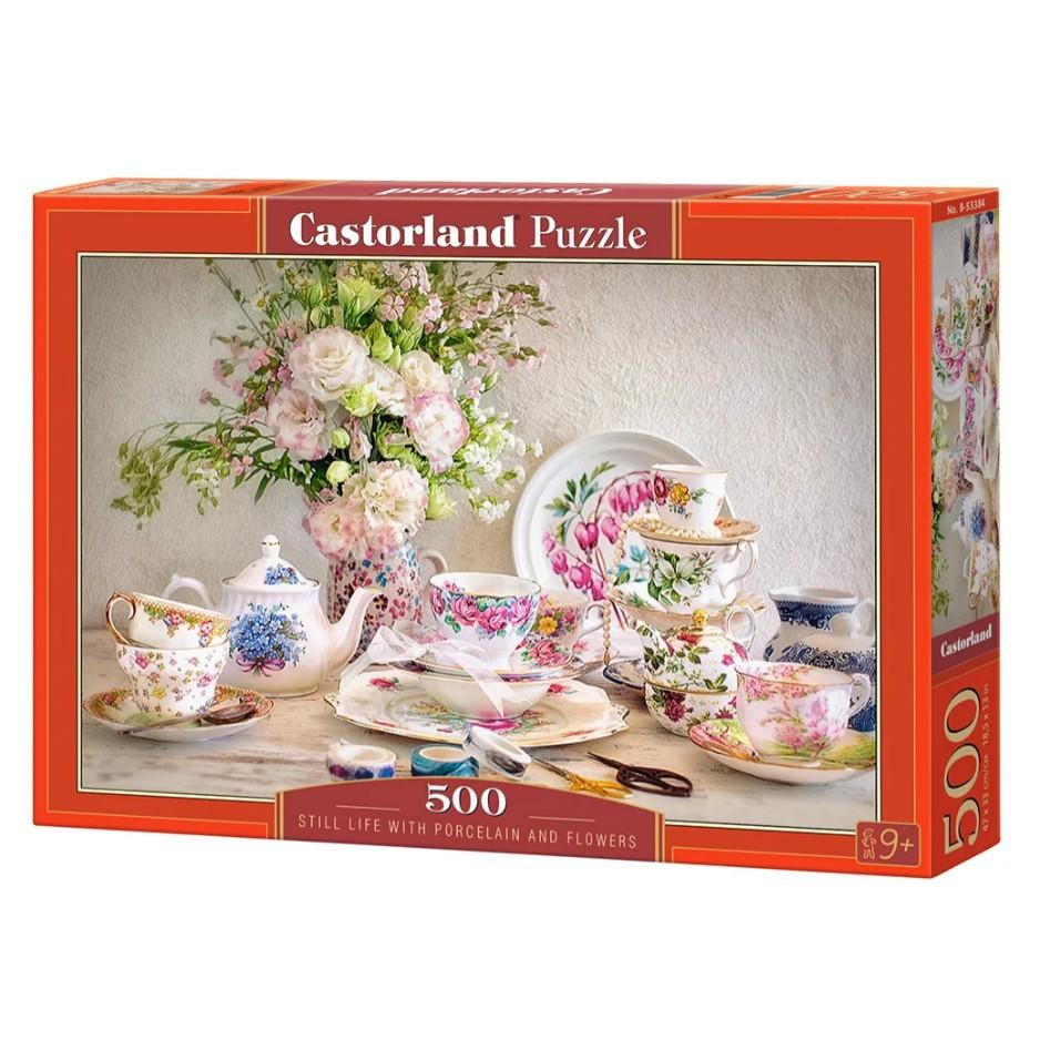 Xếp hình puzzle tranh tĩnh vật với gốm sứ và hoa 500 mảnh CASTORLAND B-53384