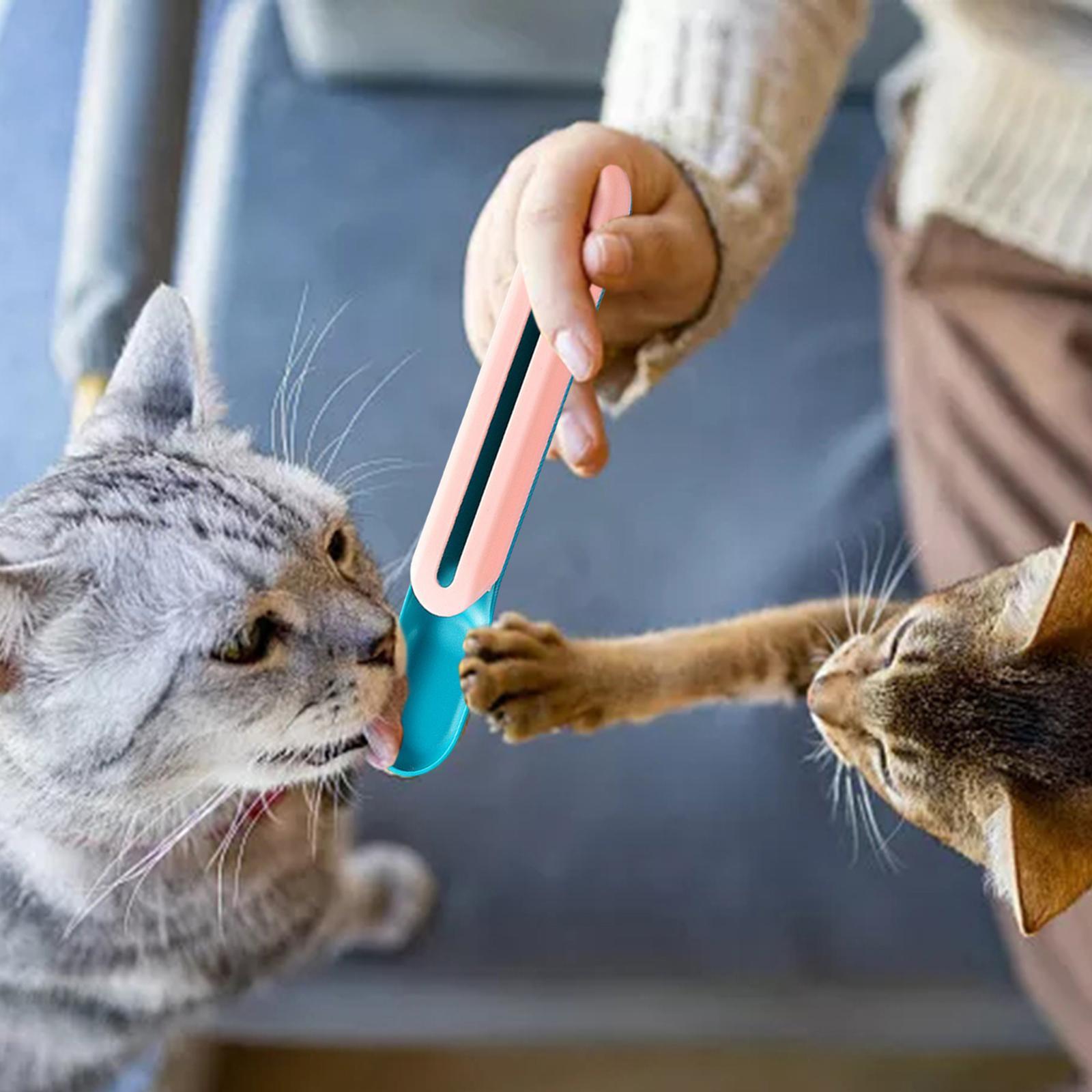 Pet Feeder Cat Strip Squeeze Spoon for Lickable Cat Treats Pet Liquid Snack Feeding