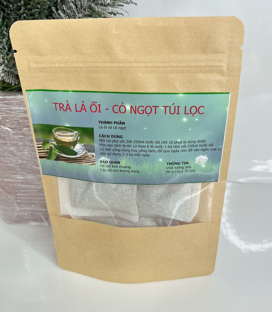 Trà lá ổi - Cỏ ngọt ( Hộp 30 gói 3g) - Sản phầm tốt cho người tiểu đường, thanh nhiệt mát gan và hỗ trợ giảm cân