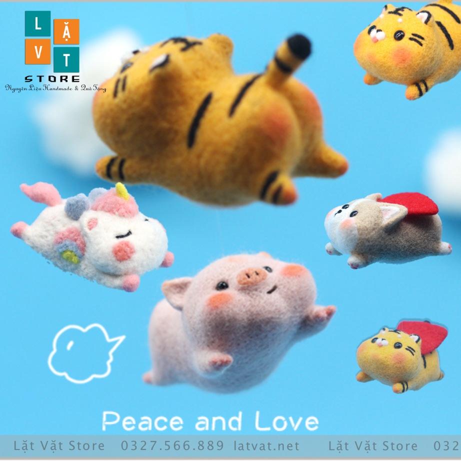 Bộ len chọc Siêu Nhân Thú Cưng, len chọc heo, kỳ lân, corgi, hổ du hành, làm móc khoá từ len, đồ handmade, quà tặng
