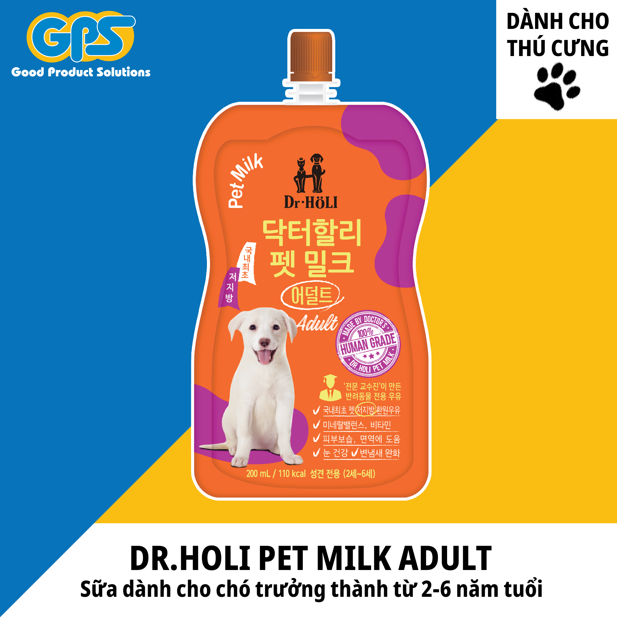 SỮA TƯƠI DINH DƯỠNG DÀNH CHÓ TRƯỞNG THÀNH Dr.HOLI PET MILK ADULT 200ML