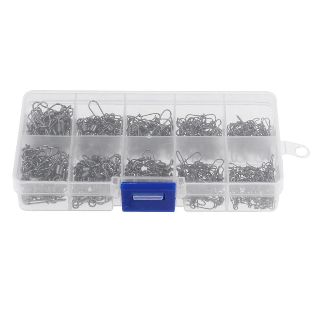 220pcs Stainless Steel Fishing Rolling Swivels with Duolock Snaps Connector