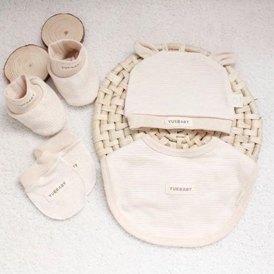 Sét mũ yếm bao tay bao chân cao cấp 100% cotton hữu cơ tự nhiên an toàn cho bé