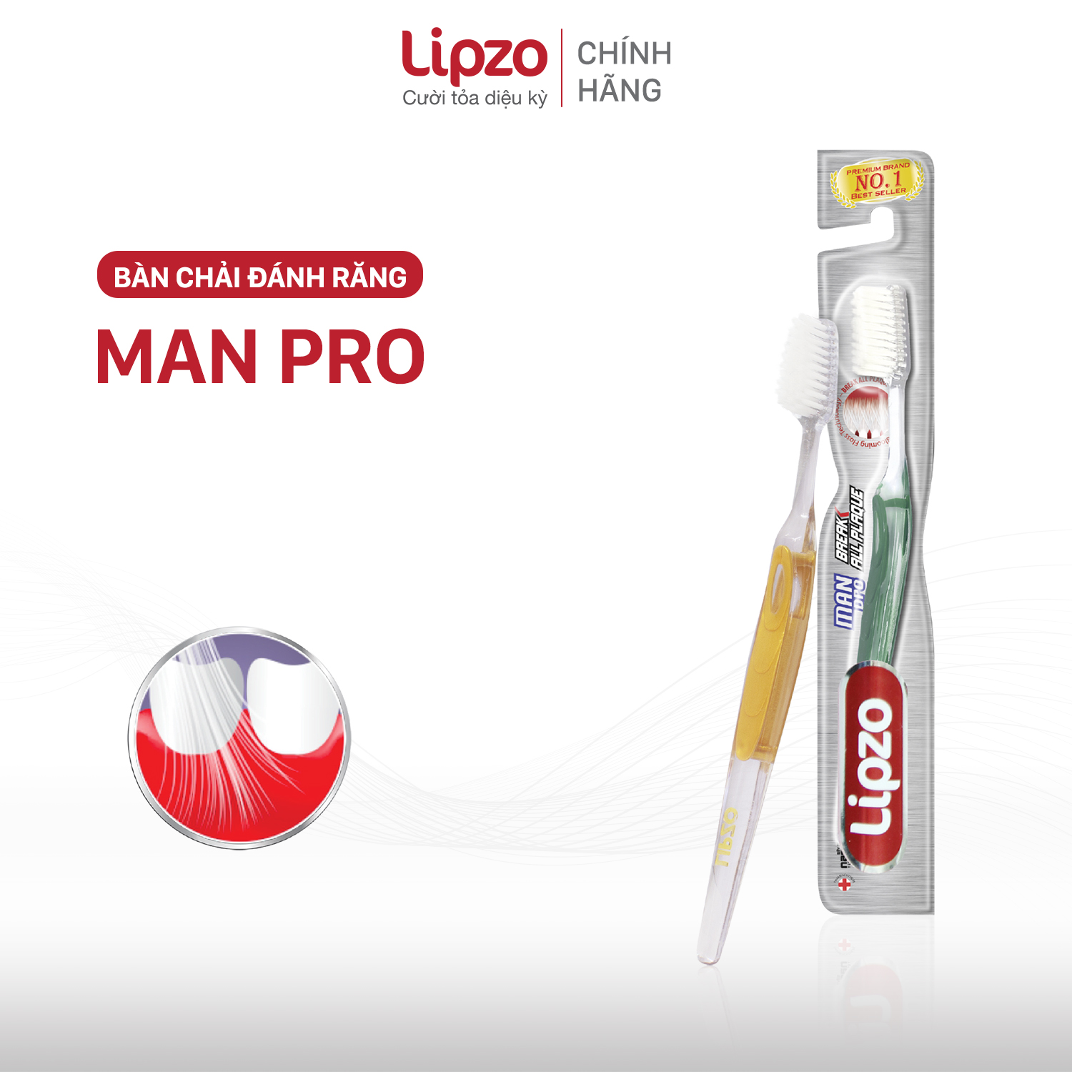 Bàn Chải Đánh Răng LIPZO Pro For Man Công Nghệ Lông Nở Kết Hợp Chỉ Tơ Nha Khoa Dành Cho Nam Giới Mem Răng Yếu