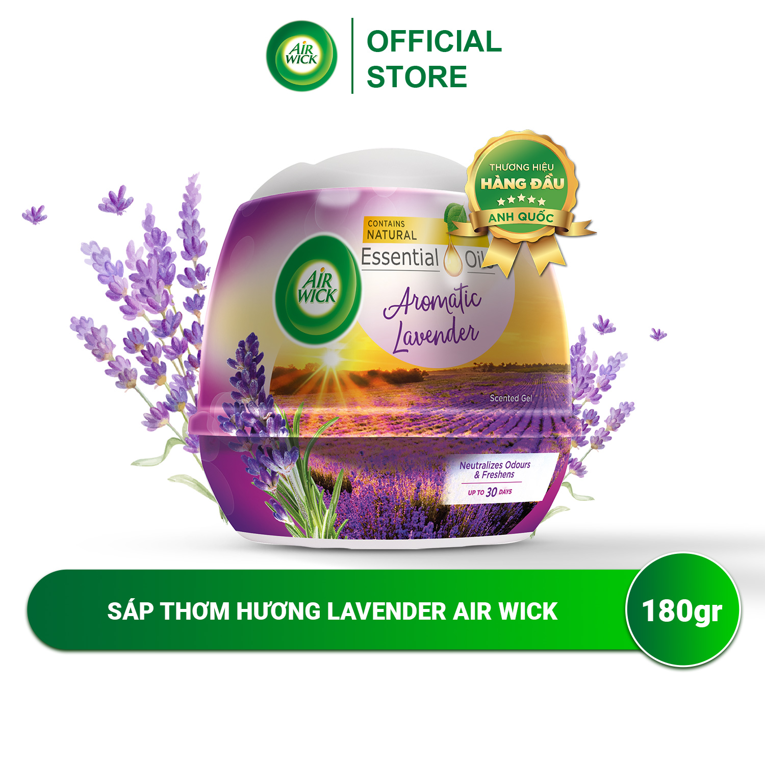 Sáp thơm nhà vệ sinh hương Lavender AIRWICK, hương thơm dịu nhẹ, mang lại cảm giác thư giãn 180g