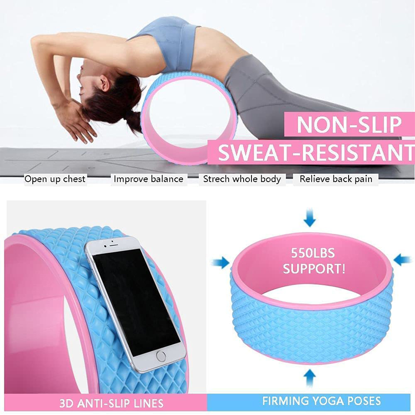 Combo Vòng Tập Yoga Có Gai Bản Rộng 20cm, 2 Gạch Tập Yoga in hoa, Dây Đai Yoga Cotton, Vòng Myring - YOGA QG, Vòng Nhựa ABS Bọc TPE Chịu Lực Cao; Gạch Chất Liệu EVA Bền Đẹp, Không Mùi - Hàng chính hãng