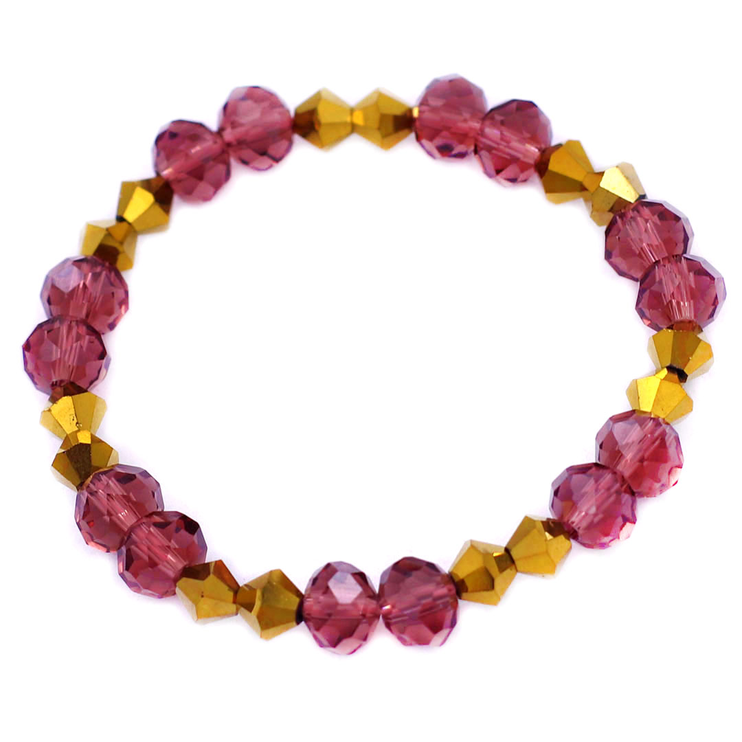 Vòng tay pha lê nâu đỏ cắt giác 8 ly pha lê vàng giác CTFLNOGHFLVGH8