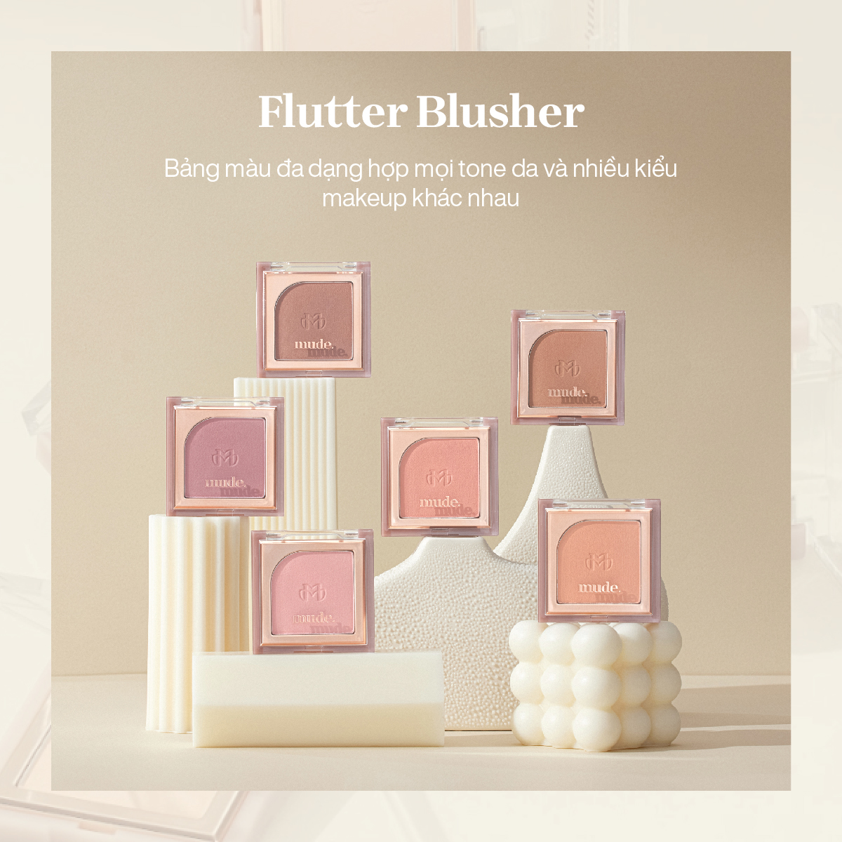 Phấn Má Hồng Mịn Lì Kiềm Dầu Chuẩn Màu mude Flutter Blusher (5g)