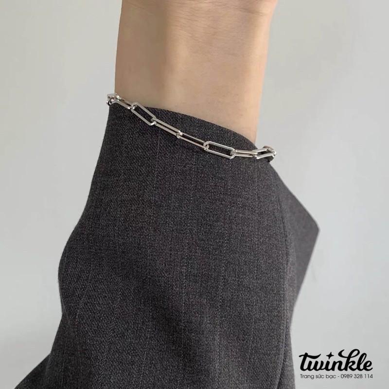 Lắc tay xích bạc mảnh trơn kiểu dáng đơn giản dễ phối dành cho nữ - Twinkle Silver