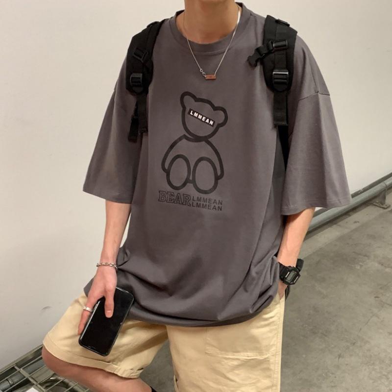 Áo thun unisex form rộng nữ nam phông unisex cổ tròn cotton oversize giá rẻ in hình ulzzang freesize BEAR LMMEAN