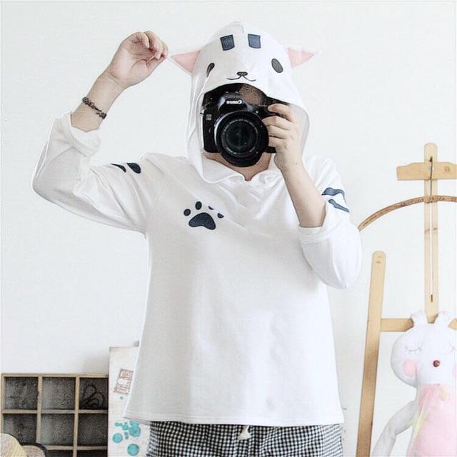 Áo hoodie nữ in hình mèo đáng yêu
