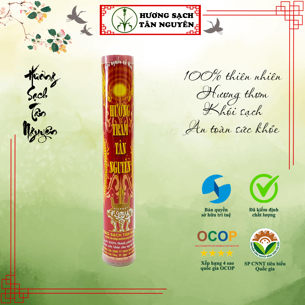 Nhang trầm hương Tân Nguyên, nhang trầm cao cấp, hương trầm sạch 100% thiên nhiên an toàn ống 170-190 que dài 35cm, 38cm