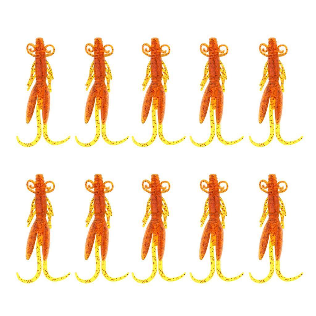 10Pcs Rubber Soft Lures Worm Shrimp Fishing Bass Trout Shad Baits Swim Bait