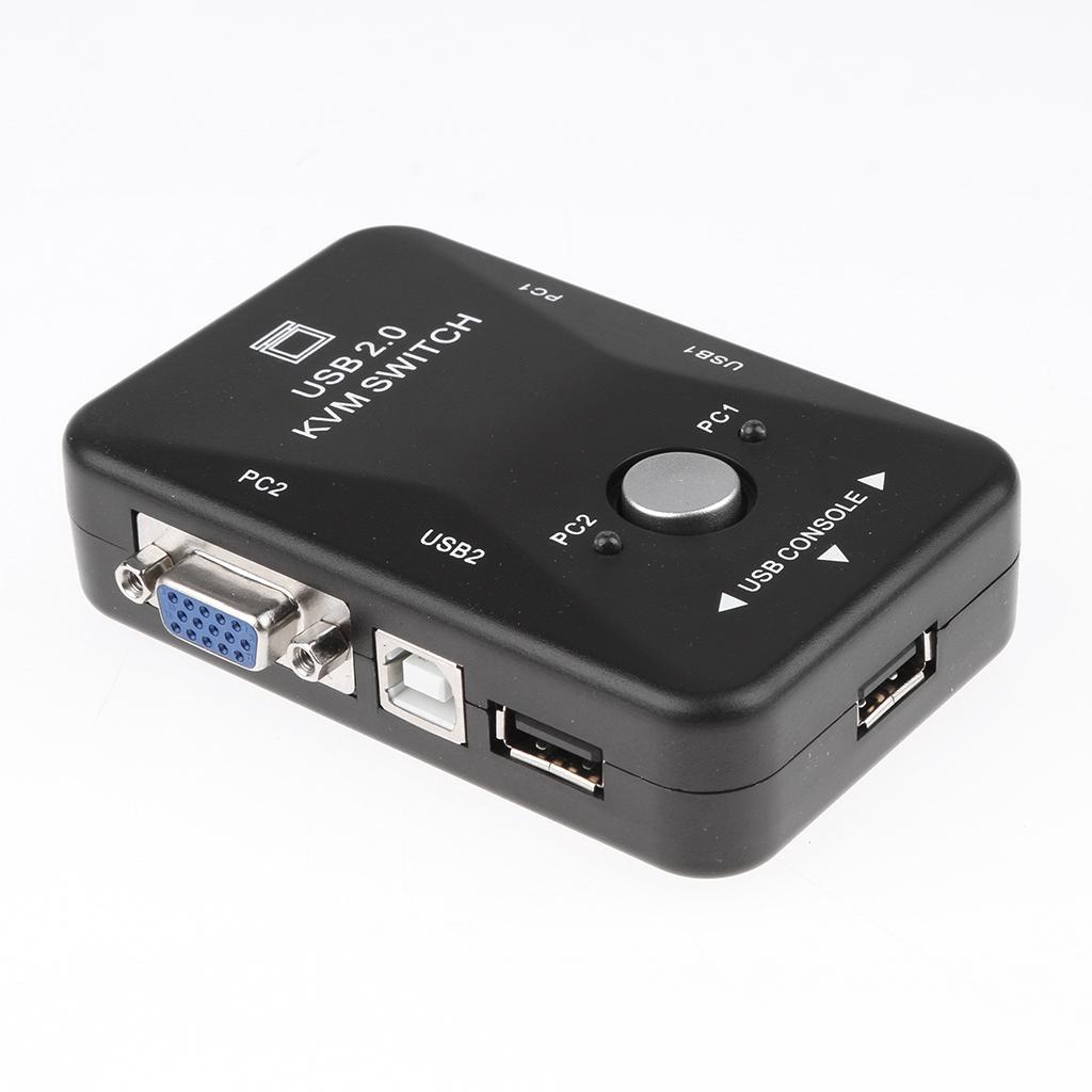 2-Port USB VGA KVM Switch Box for Mouse Keyboard Monitor Sharing Computer