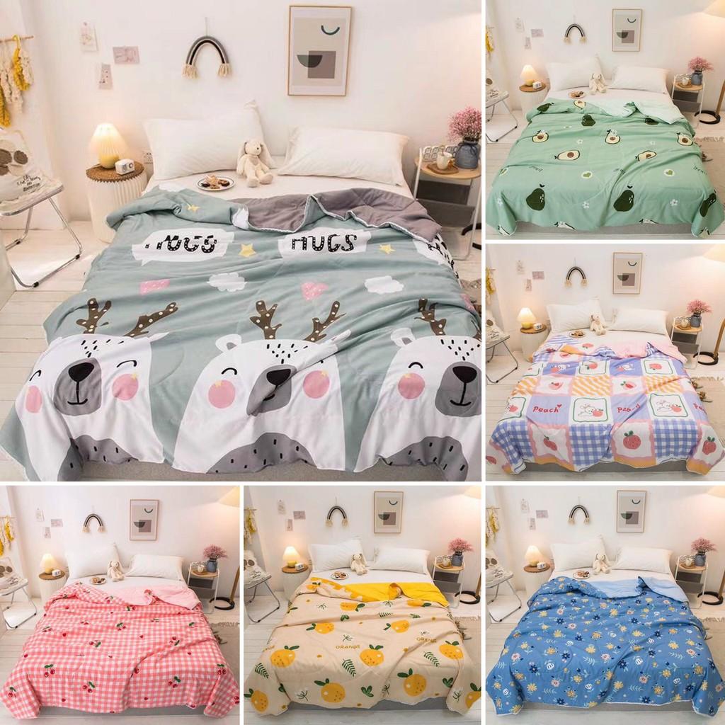 Chăn Cotton Đũi hè M2T bedding Chăn đũi nhập khẩu viền ren mền mịn mát kích thước 2m x 2m2