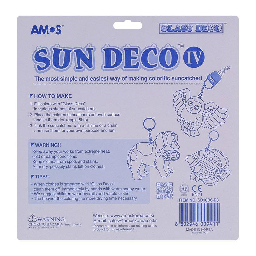 Bộ Bút Vẽ Trang Trí Amos Glass Deco Sun Deco IV SD10B6-D3 (400g)