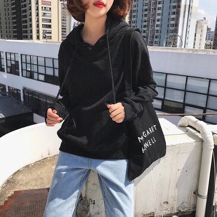 Áo hoodie thun nữ form rộng A337 - One size &lt; 60KG