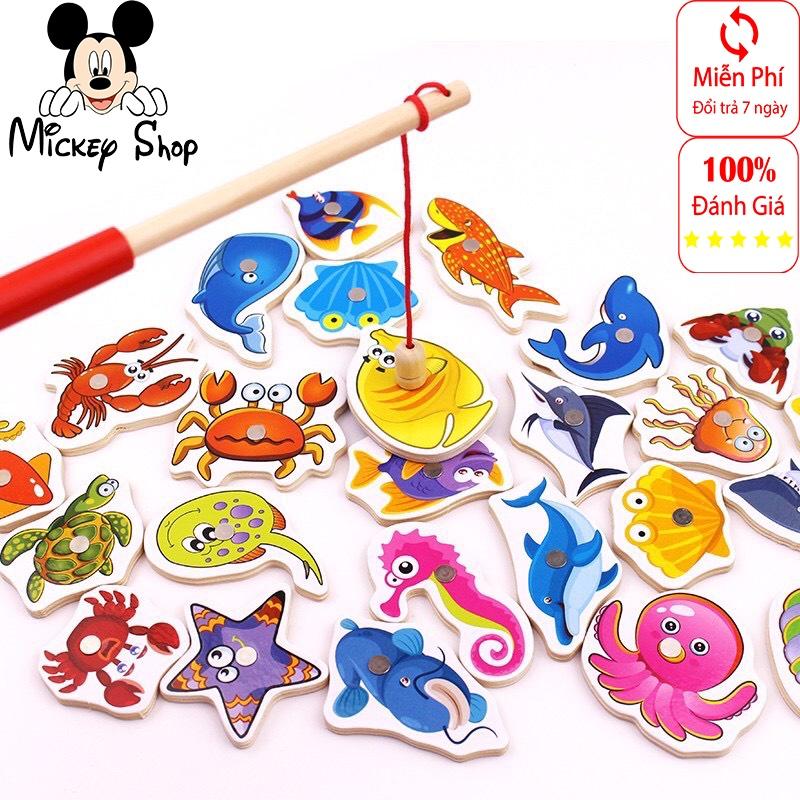 Bộ Câu cá 32 chi tiết, Câu sinh vật biển ngộ nghĩnh đồ chơi gỗ phát triển trí tuệ, giúp các bé tập trung hơn.
