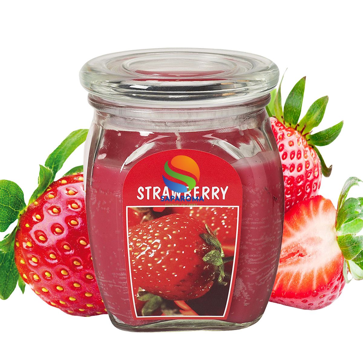 Hũ nến thơm tinh dầu Bolsius Strawberry 305g QT024370 - hương dâu tây, nến trang trí, thơm phòng, thư giãn, Hỗ trợ khử mùi