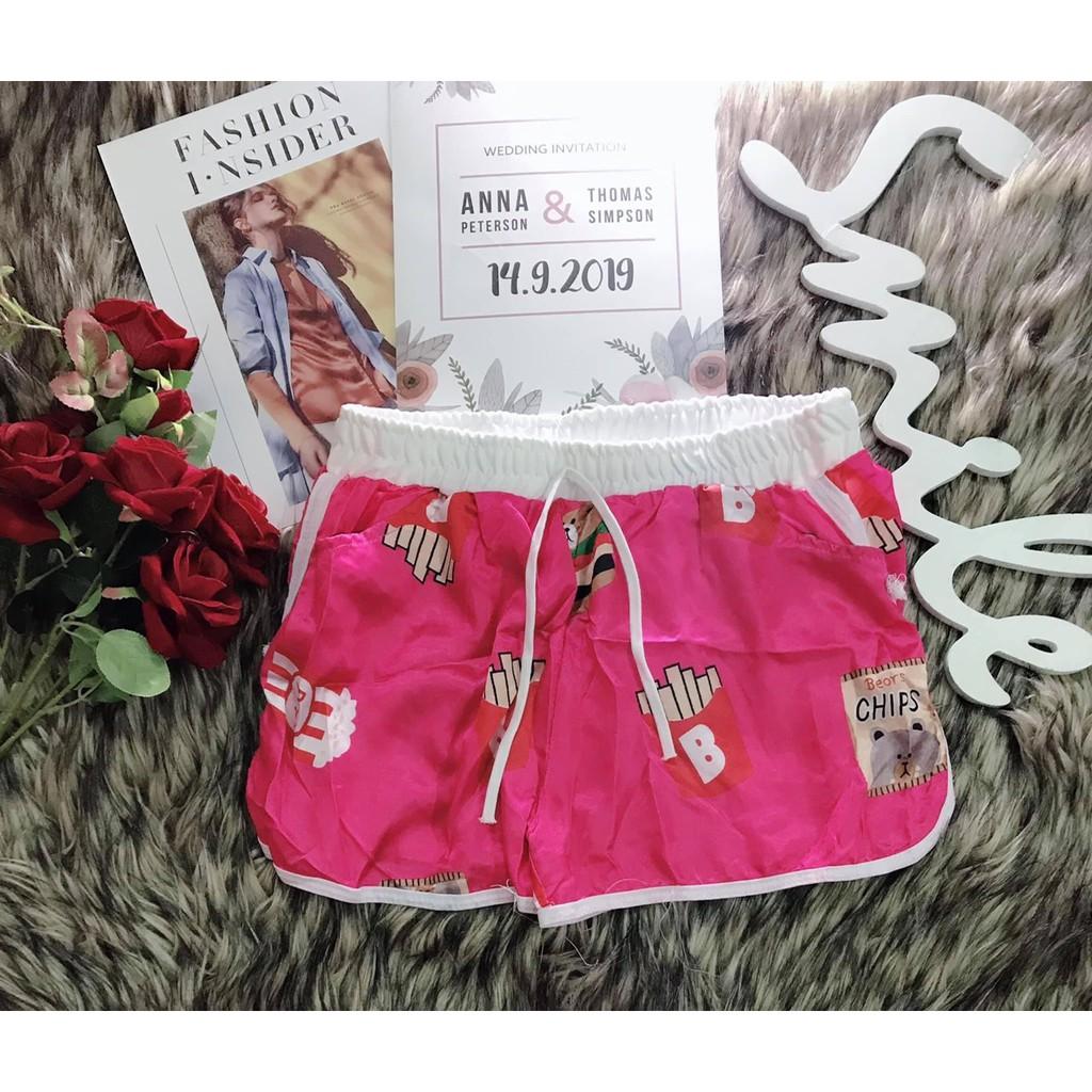 Quần đùi nữ lụa mịn, quần shorts mặc nhà, đi chơi, đi bơi 58kg đổ lại mặc vừa QD01