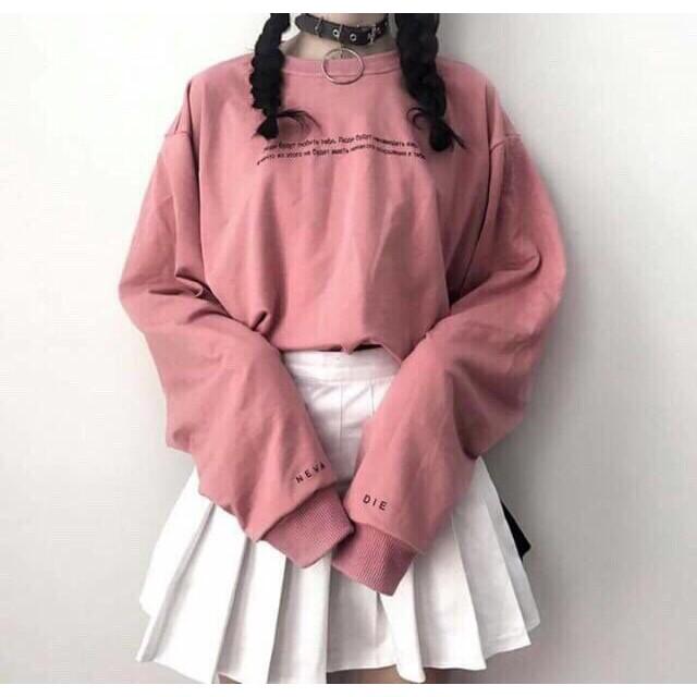 Áo Thun Ulzzang Tay Dài Bo Lai In Chữ Siêu Đẹp