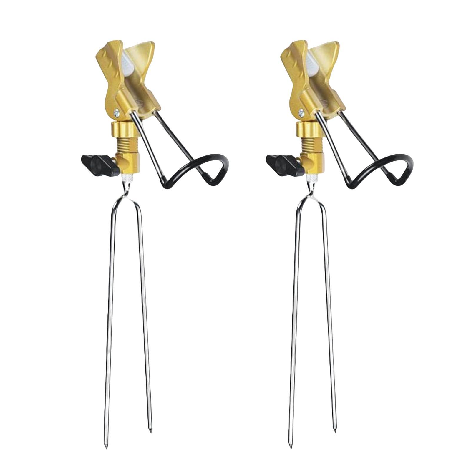 2Pcs Fishing Rod Holder Support Stand Fishing Pole Holder Golden