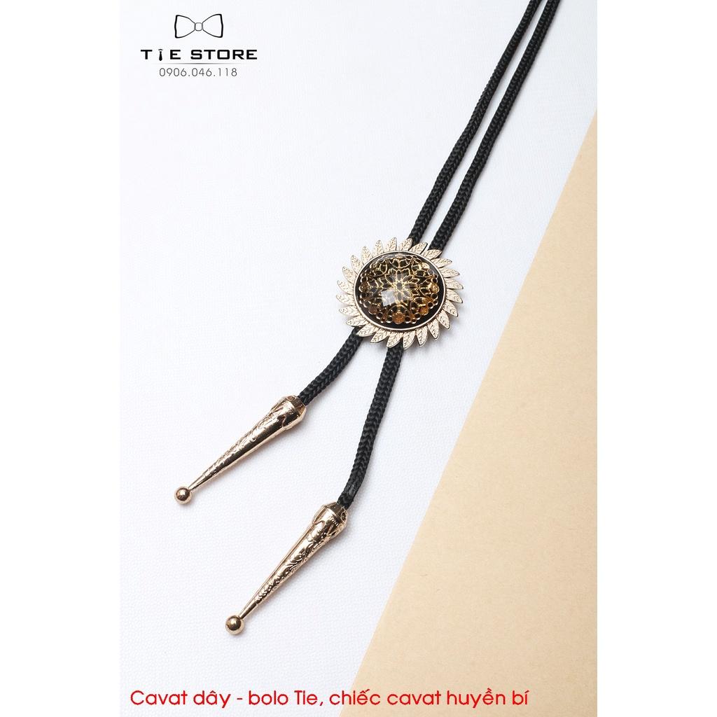 Bolo Tie chiếc cavat huyền bí - cavat dây bolo đính đá cao cấp tặng kèm hộp nhỏ, hình mặt trời vàng