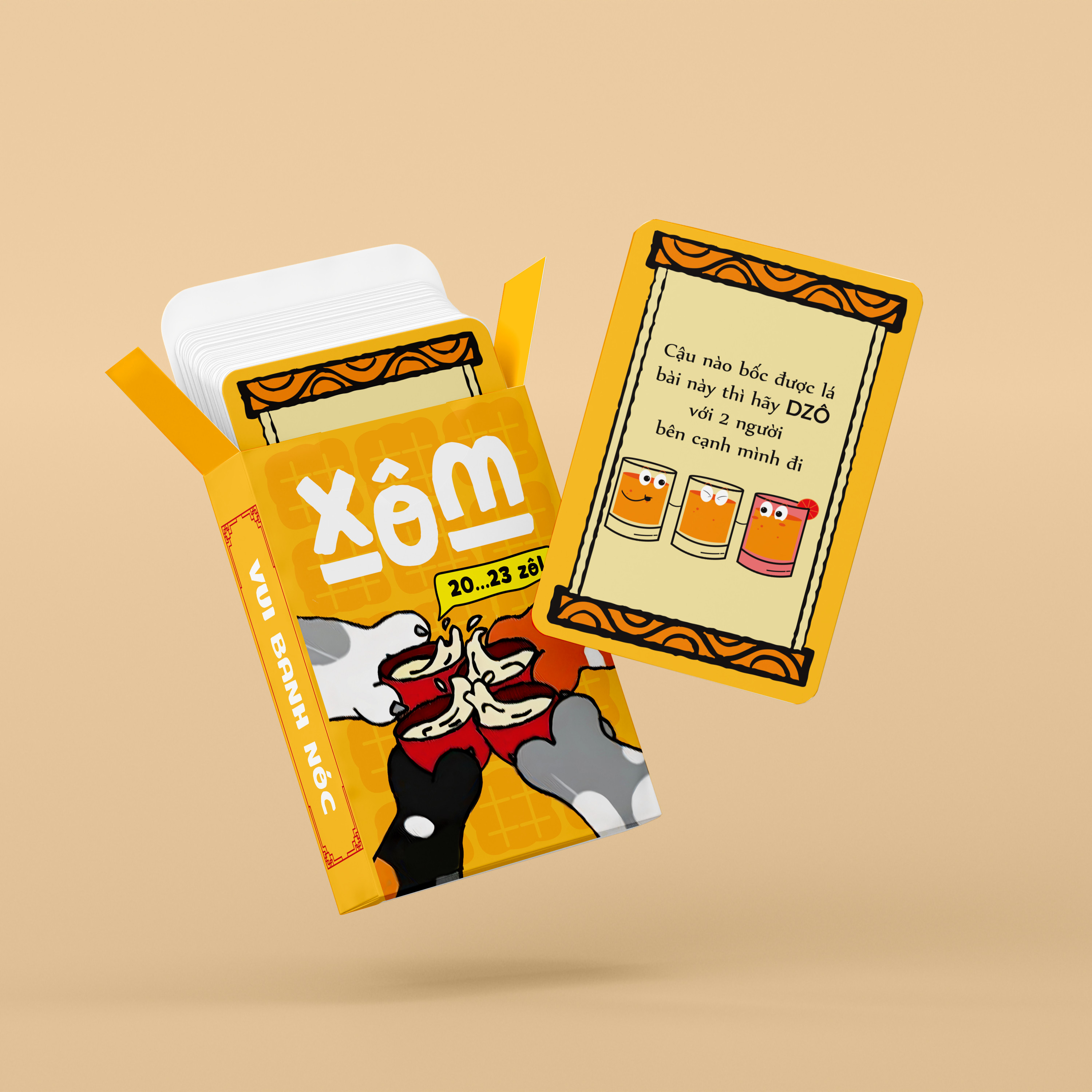 Bộ bài drinking game Xôm ver 1 Chau anh toys, bộ bài uống chơi nhóm tụ tập cuối tuần, đi du lịch cực vui 61 lá
