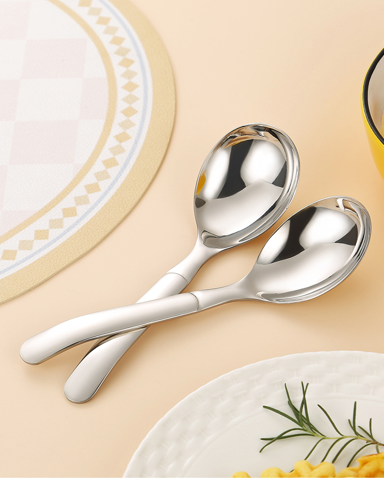 Combo 3 muỗng thìa tròn dày chất liệu inox không gỉ đa năng phong cách sang trọng phù hợp dùng ăn súp, ăn lẩu, xới cơm tiện lợi