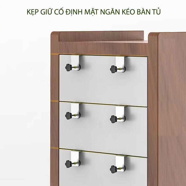 Kẹp cố định mặt ngăn kéo tủ, giúp dễ dàng lắp đặt và chính xác