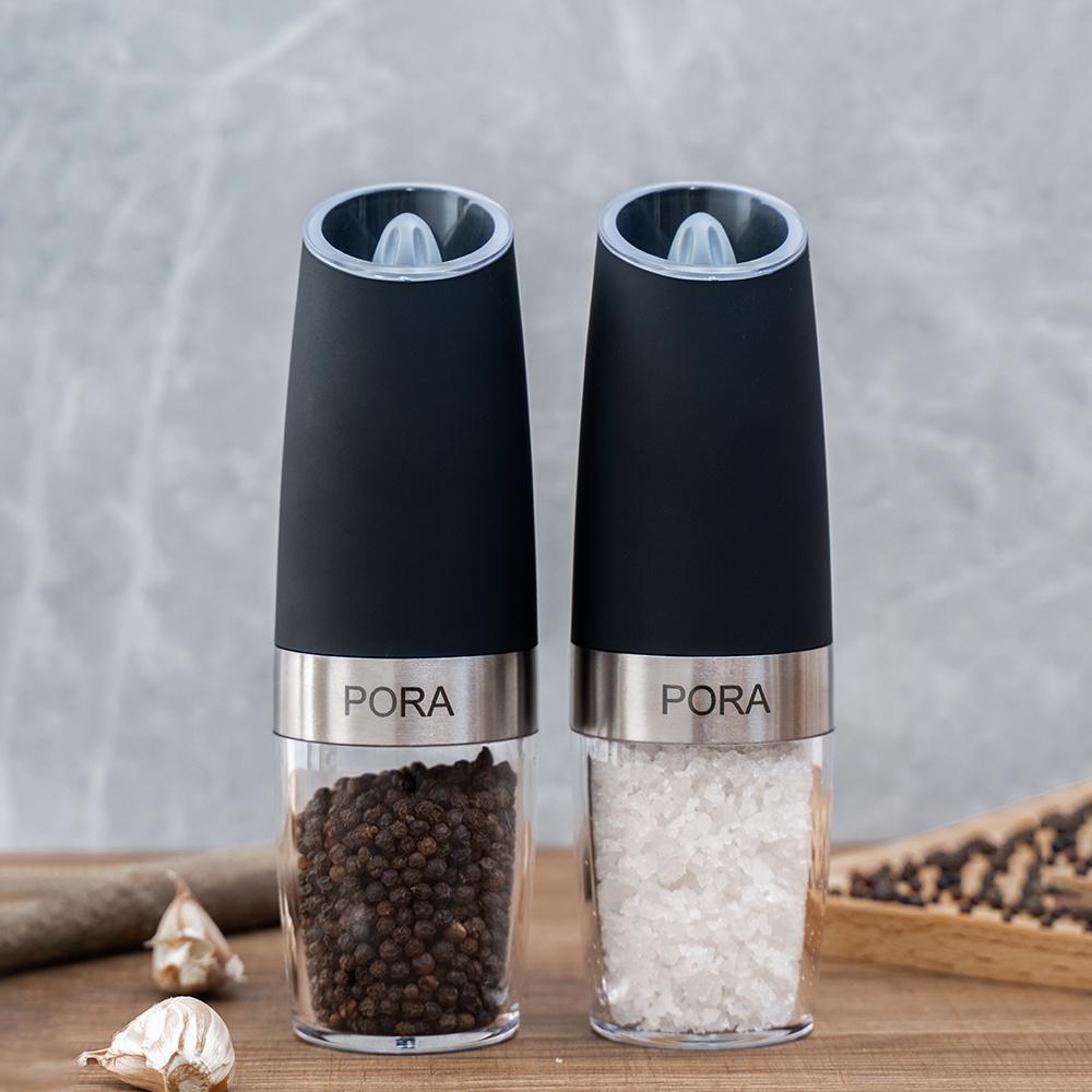 Đồng Hồ Nam Dây Thép Không Gỉ Lọ Xay Tiêu Điện Muối Và Tiêu Bộ Máy Mài Với Đế Kim Loại Dụng Cụ Nhà Bếp Trọng Lực Tự Động Cối Xay Gia Vị