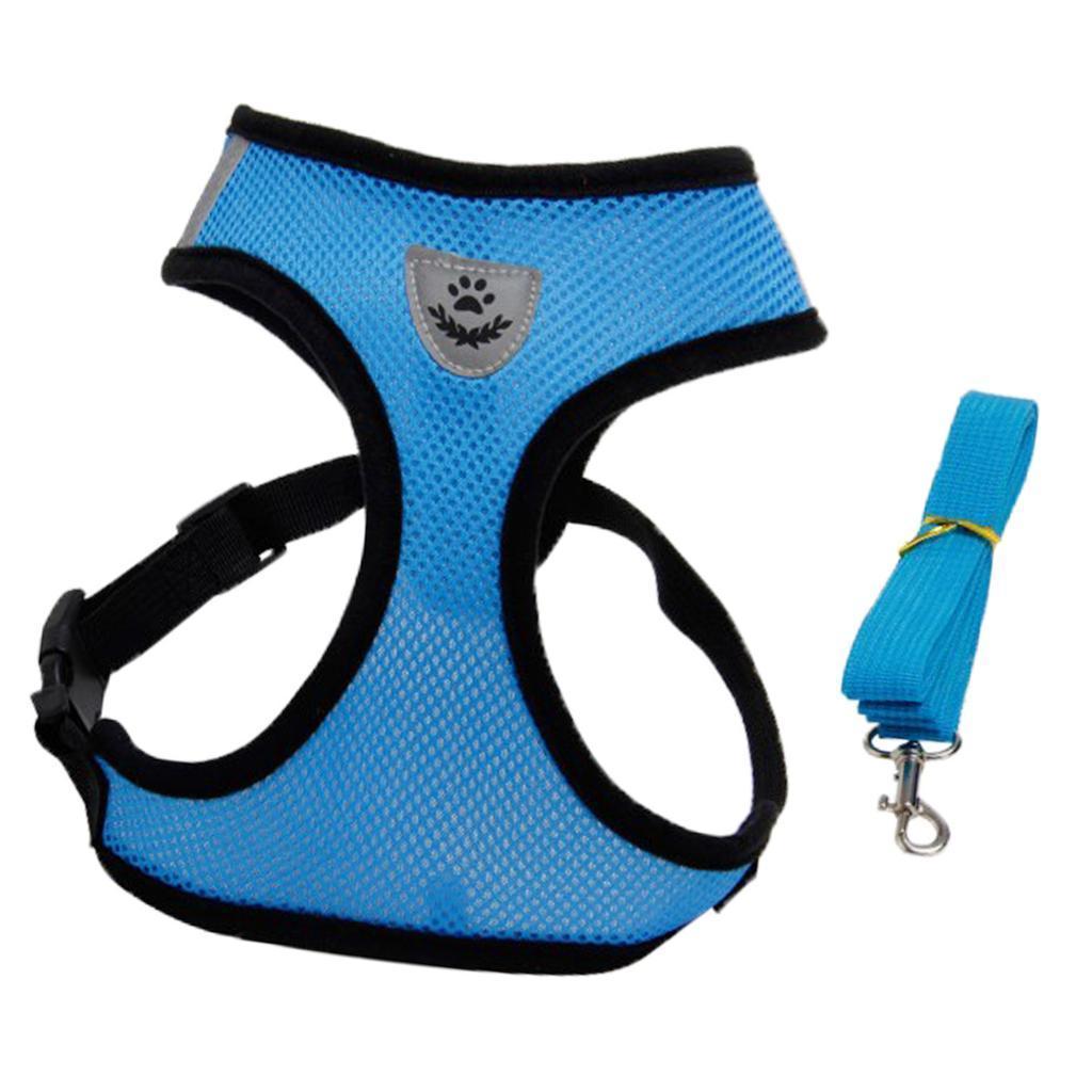 Pet Harness Chest Back Vest Dog Adjustable Harness Reflective 3 Blue S
