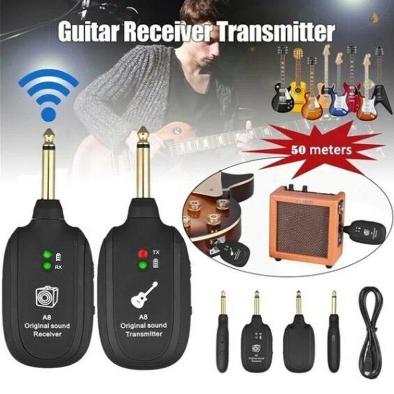 Bộ thu phát không dây wireless cho đàn guitar điện, guitar bass và các loại nhạc cụ khác